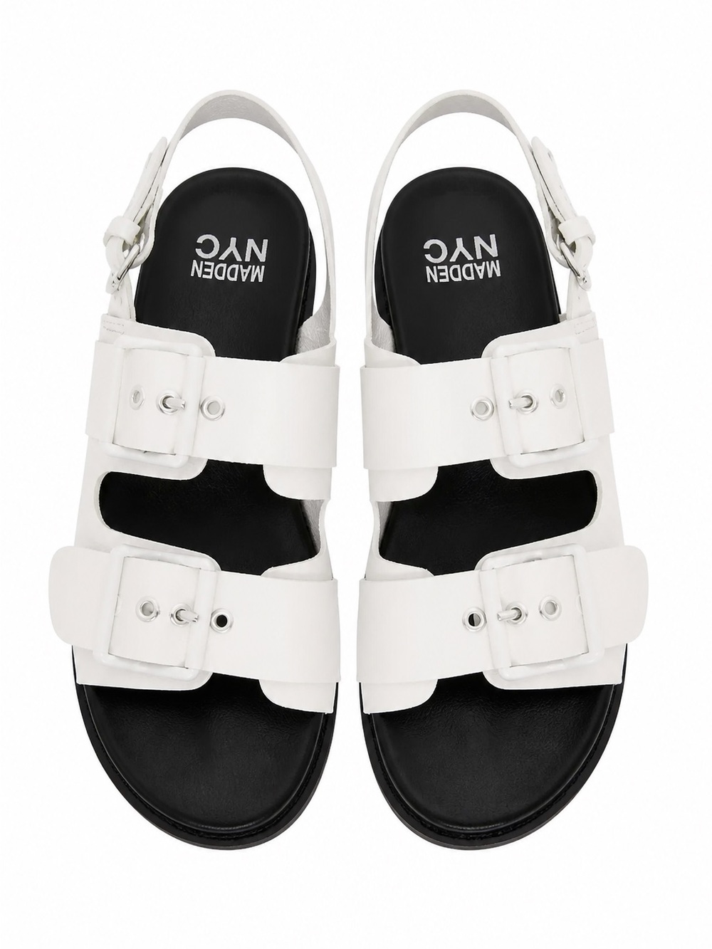 Madden NYC White Buckle Slingback Sandals